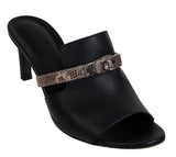 Hermes Cute Black Leather and Ombre Lizard Sandals 37