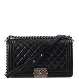 Chanel Black Quilted Le boy Lambskin Medium Shouler Bag