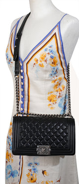 Chanel Black Quilted Le boy Lambskin Medium Shouler Bag