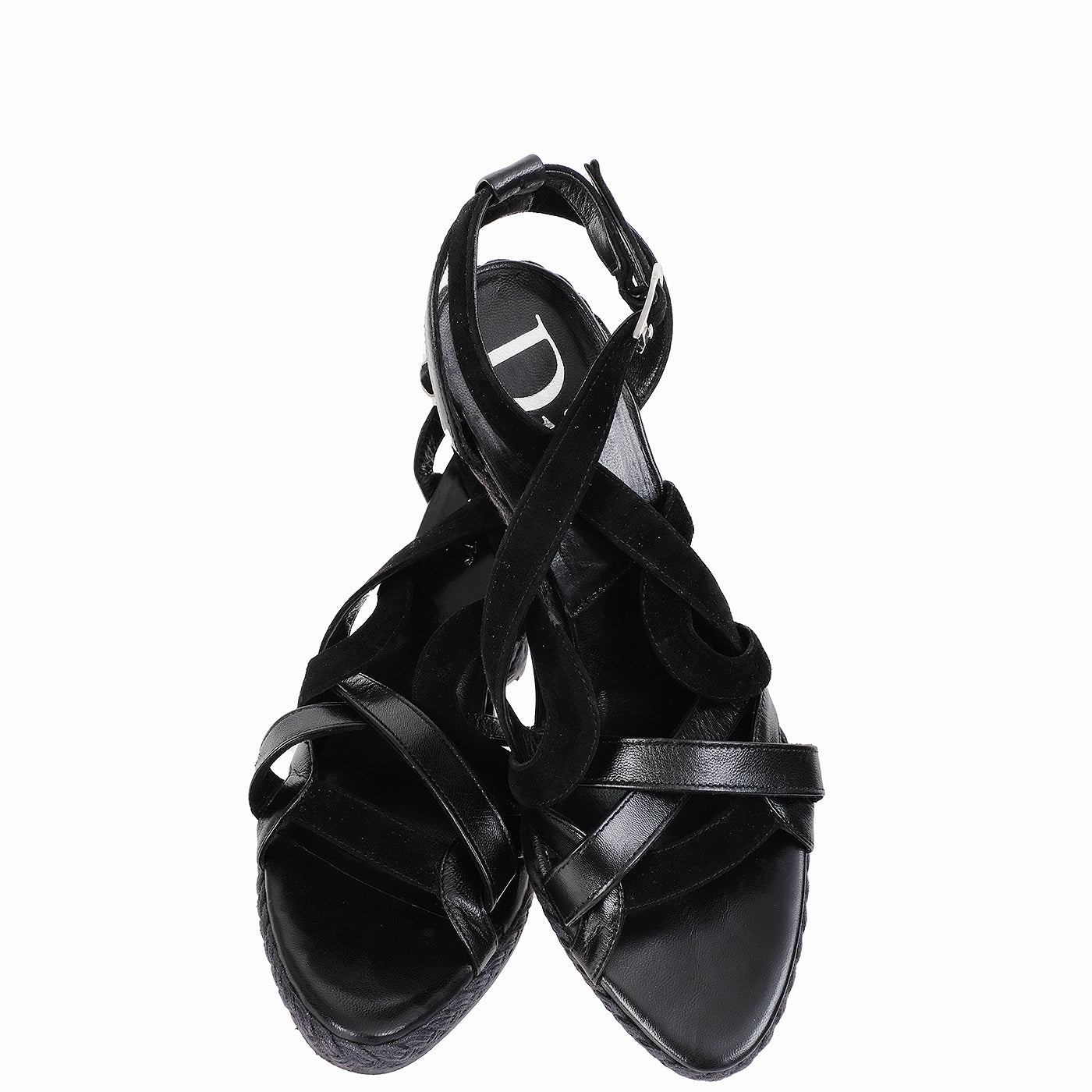 Christian Dior Black Wedge Strappy Heels