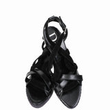 Christian Dior Black Wedge Strappy Heels