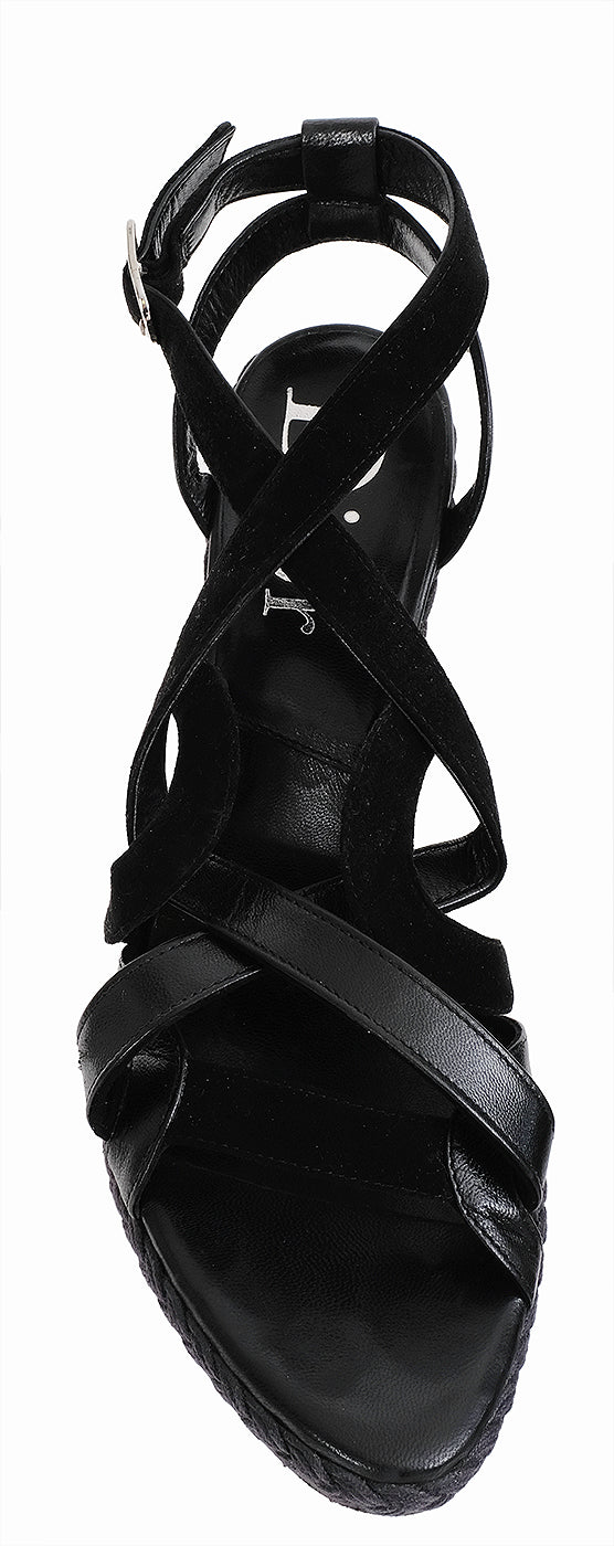 Christian Dior Black Wedge Strappy Heels