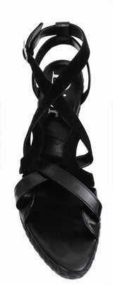 Christian Dior Black Wedge Strappy Heels