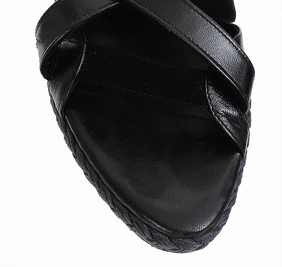 Christian Dior Black Wedge Strappy Heels