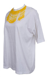 PRADA White Embellished Cotton Top