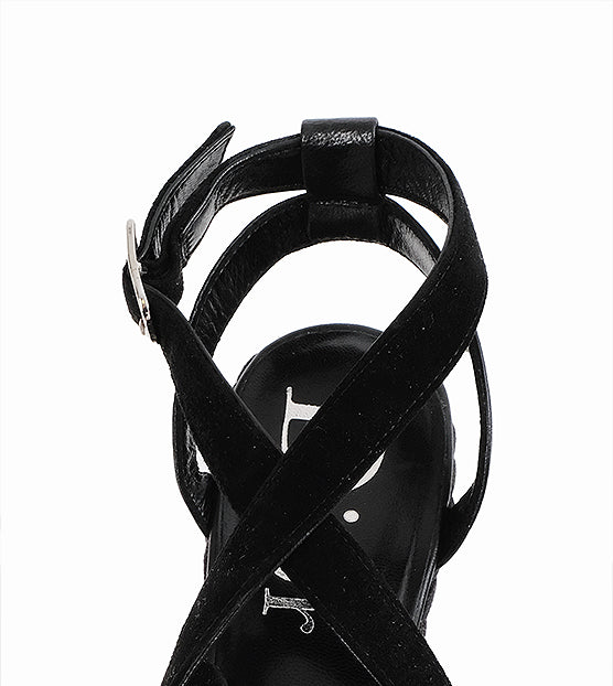 Christian Dior Black Wedge Strappy Heels