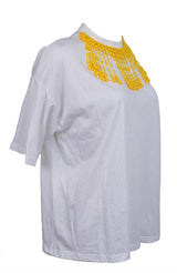 PRADA White Embellished Cotton Top