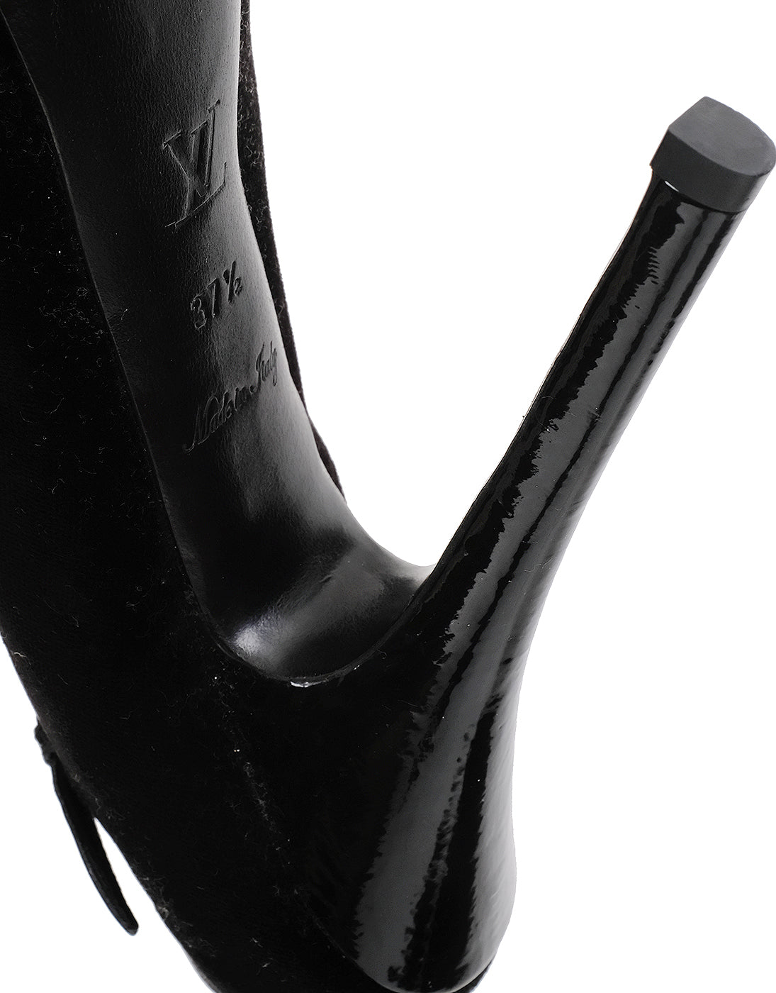 Louis Vuitton Black Velvet Crystal/Feather Heels