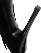 Louis Vuitton Black Velvet Crystal/Feather Heels