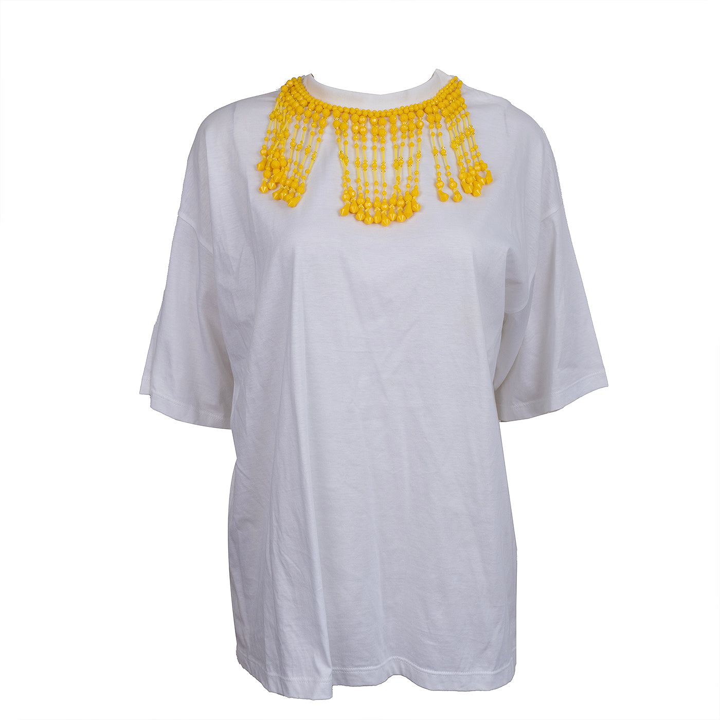 PRADA White Embellished Cotton Top