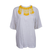 PRADA White Embellished Cotton Top