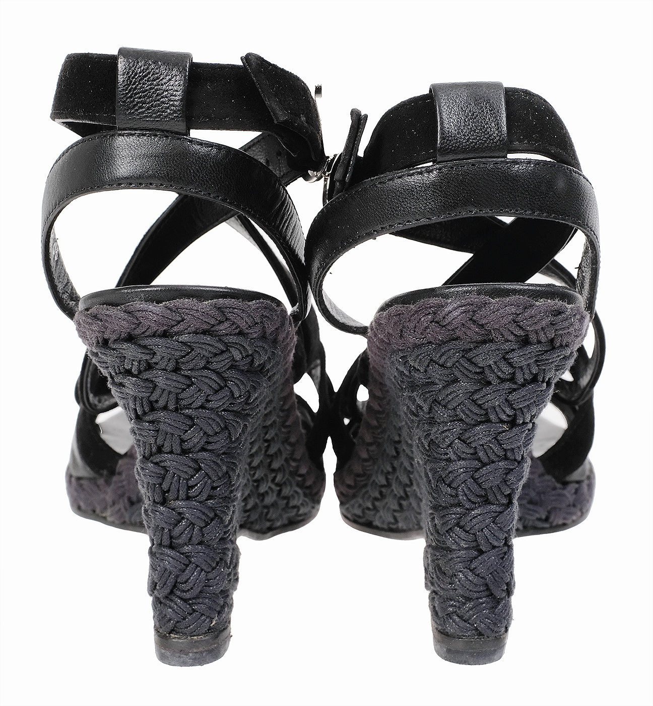 Christian Dior Black Wedge Strappy Heels