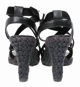 Christian Dior Black Wedge Strappy Heels
