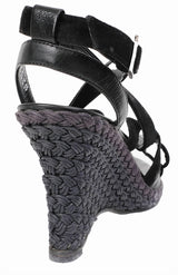 Christian Dior Black Wedge Strappy Heels