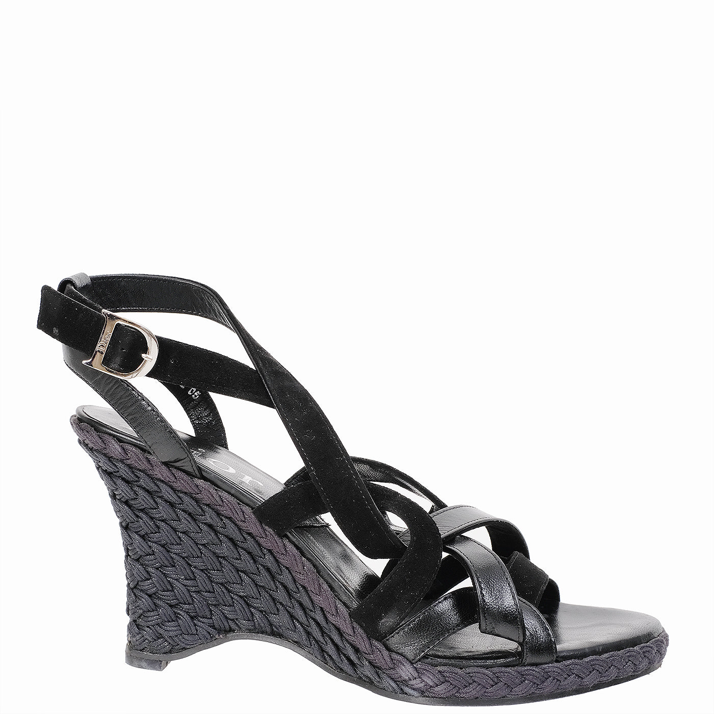 Christian Dior Black Wedge Strappy Heels