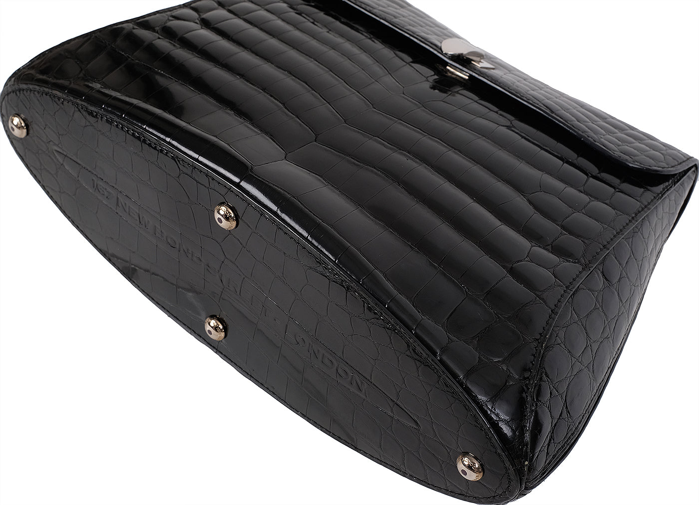 Asprey Black Crocodile Top Handle Bag