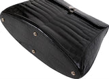 Asprey Black Crocodile Top Handle Bag