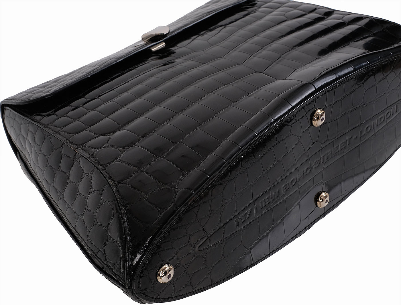 Asprey Black Crocodile Top Handle Bag