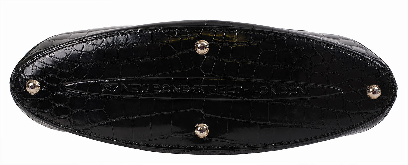Asprey Black Crocodile Top Handle Bag