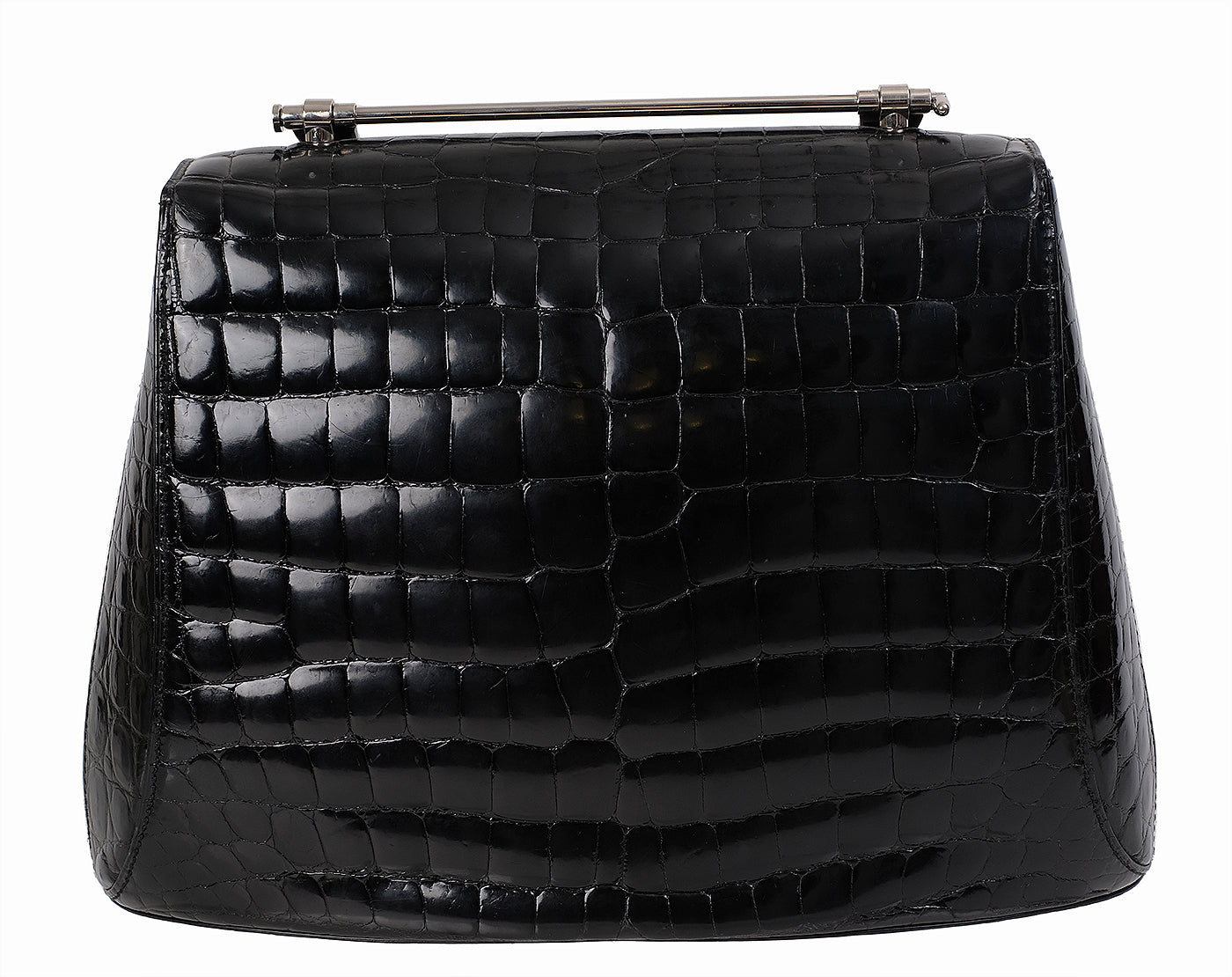 Asprey Black Crocodile Top Handle Bag