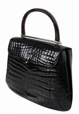 Asprey Black Crocodile Top Handle Bag