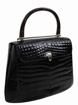 Asprey Black Crocodile Top Handle Bag