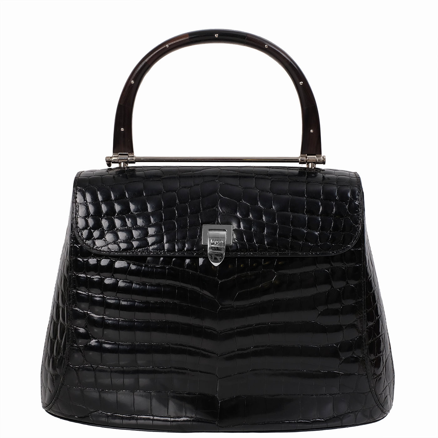 Asprey Black Crocodile Top Handle Bag