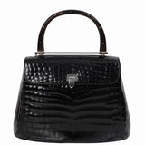 Asprey Black Crocodile Top Handle Bag