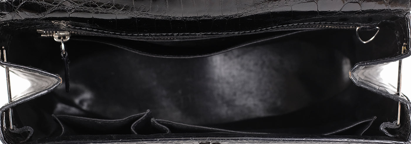 Asprey Black Crocodile Top Handle Bag