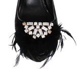 Louis Vuitton Black Velvet Crystal/Feather Heels