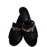 Hermes Cute Black Leather and Ombre Lizard Sandals 37