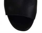 Hermes Cute Black Leather and Ombre Lizard Sandals 37