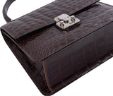 Kwanpen Carina Brown Crocodile  Top Handle Bag