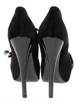 Louis Vuitton Black Velvet Crystal/Feather Heels