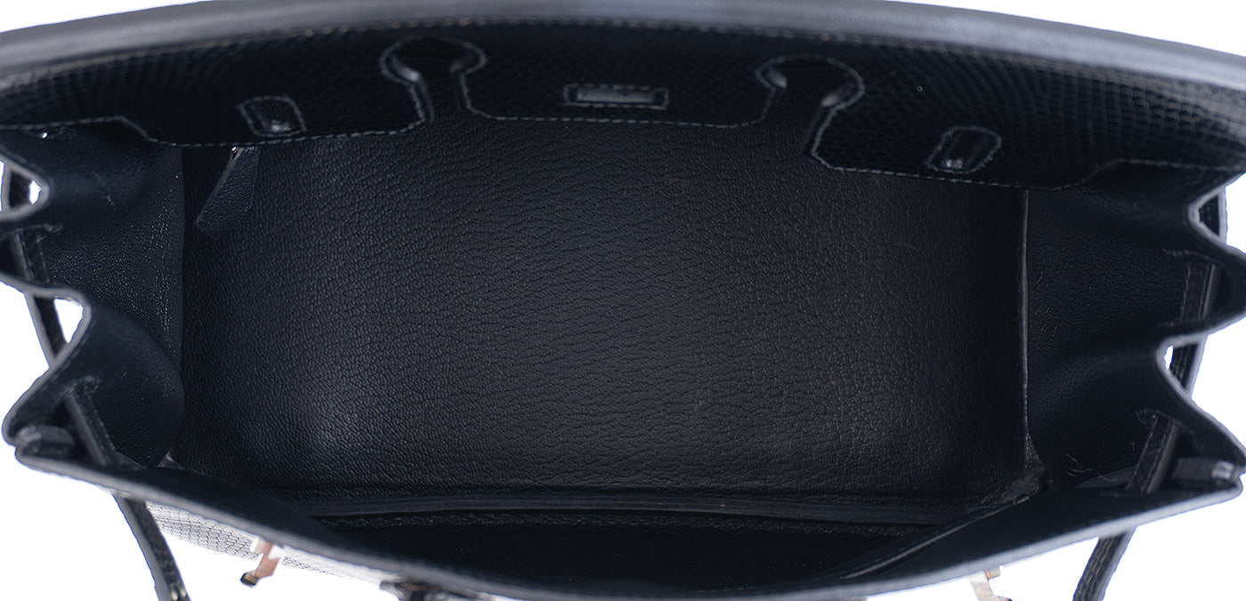 Hermes Birkin 25 Black Varanus Niloticus Lizard PHW