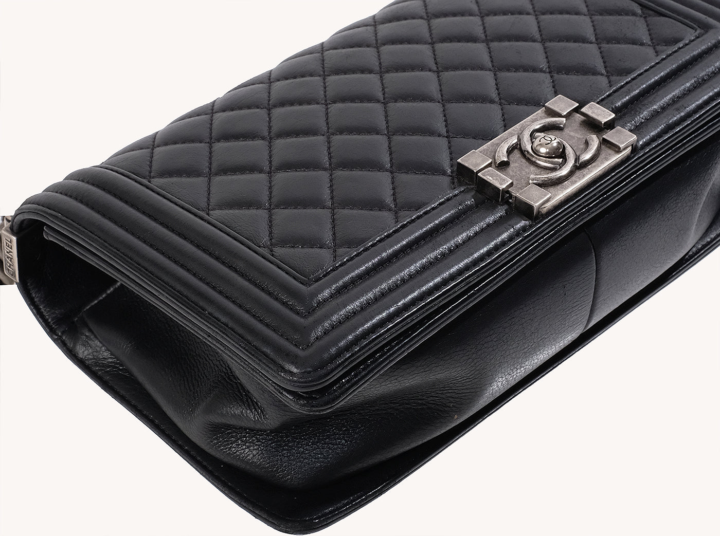 Chanel Black Quilted Le boy Lambskin Medium Shouler Bag
