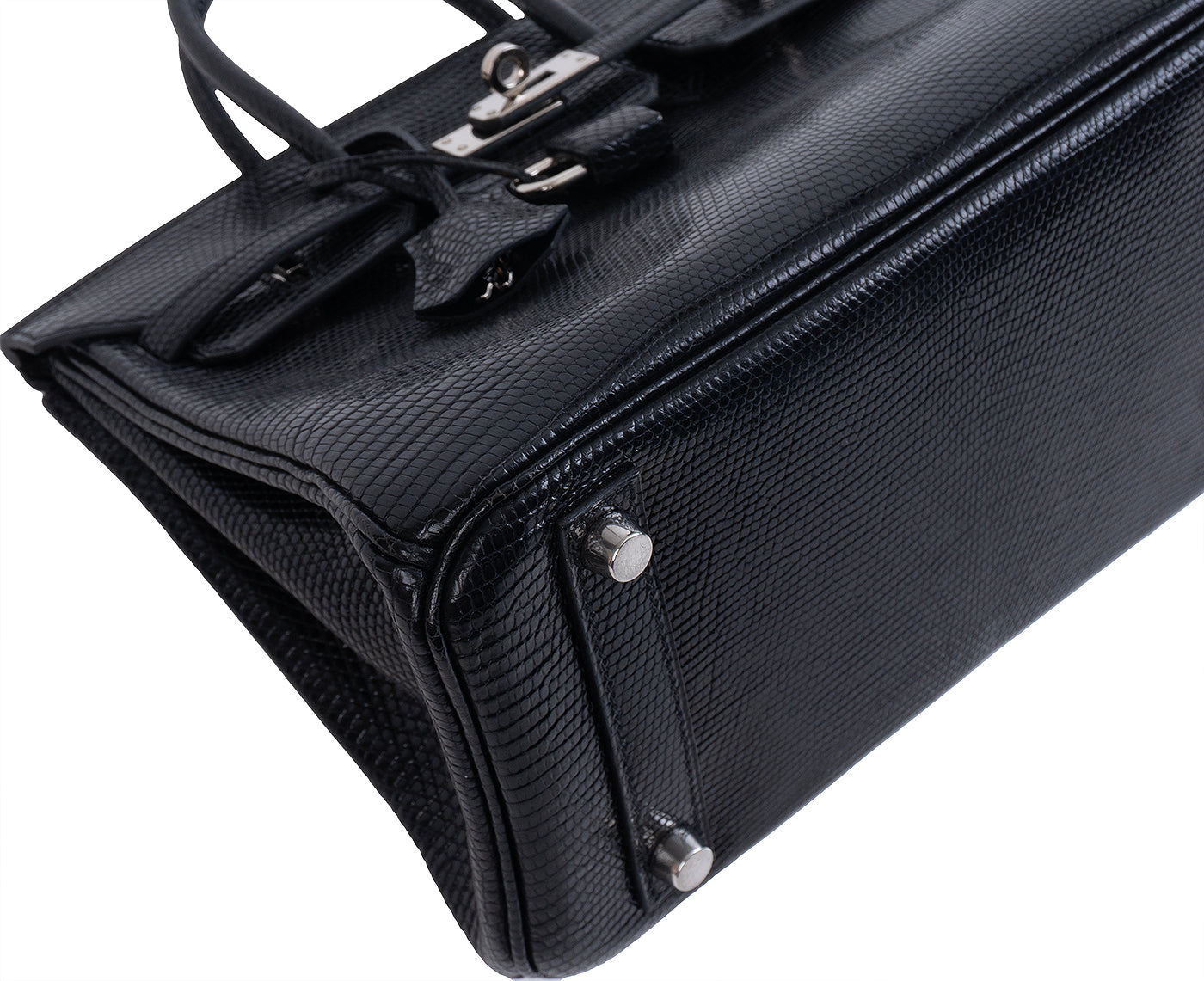 Hermes Birkin 25 Black Varanus Niloticus Lizard PHW