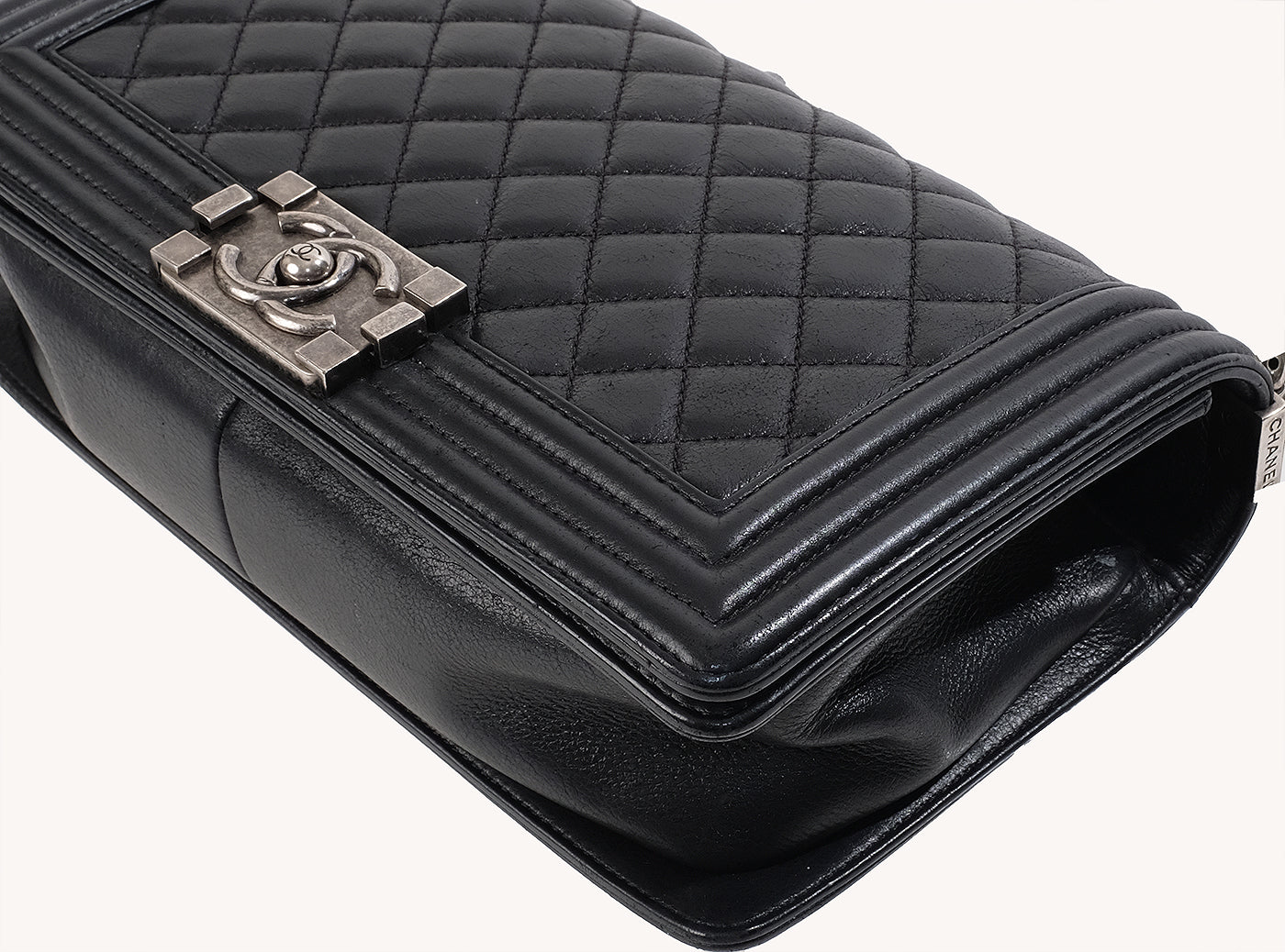 Chanel Black Quilted Le boy Lambskin Medium Shouler Bag
