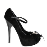 Louis Vuitton Black Velvet Crystal/Feather Heels