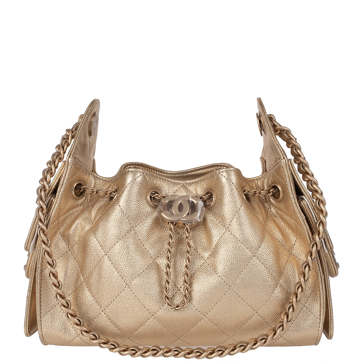 Chanel 25 Mini Gold Metallic Grained Leather GHW