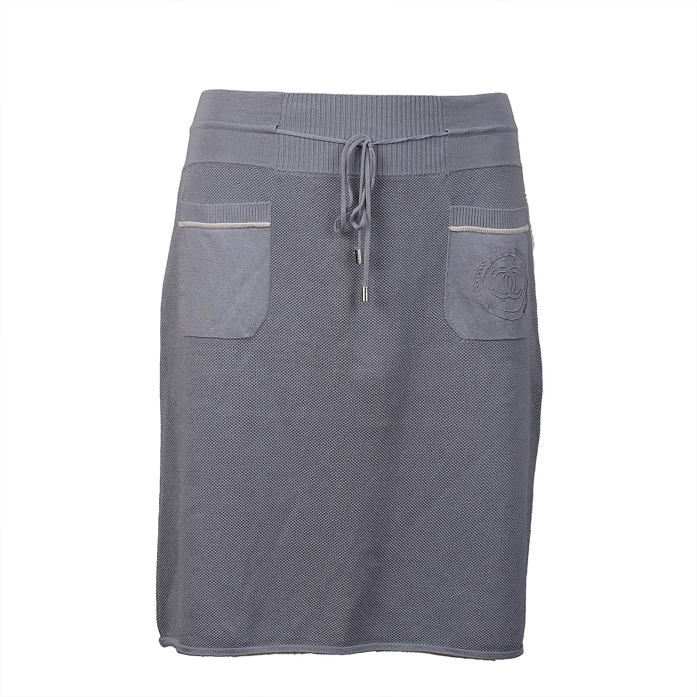 Chanel Grey Knit Short sleeve Blouse & Mini Skirt