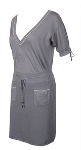 Chanel Grey Knit Short sleeve Blouse & Mini Skirt