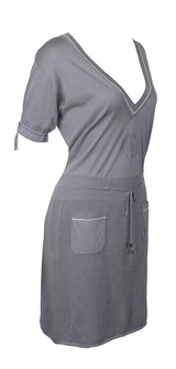 Chanel Grey Knit Short sleeve Blouse & Mini Skirt