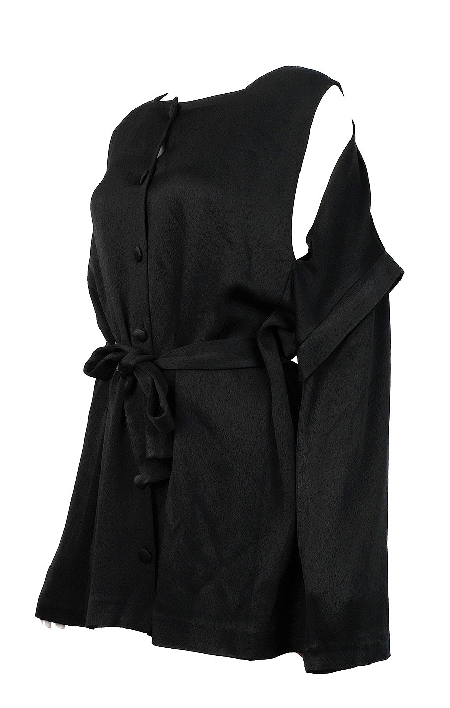 Balenciaga Paris Black Belted  Long Sleeve Shirt
