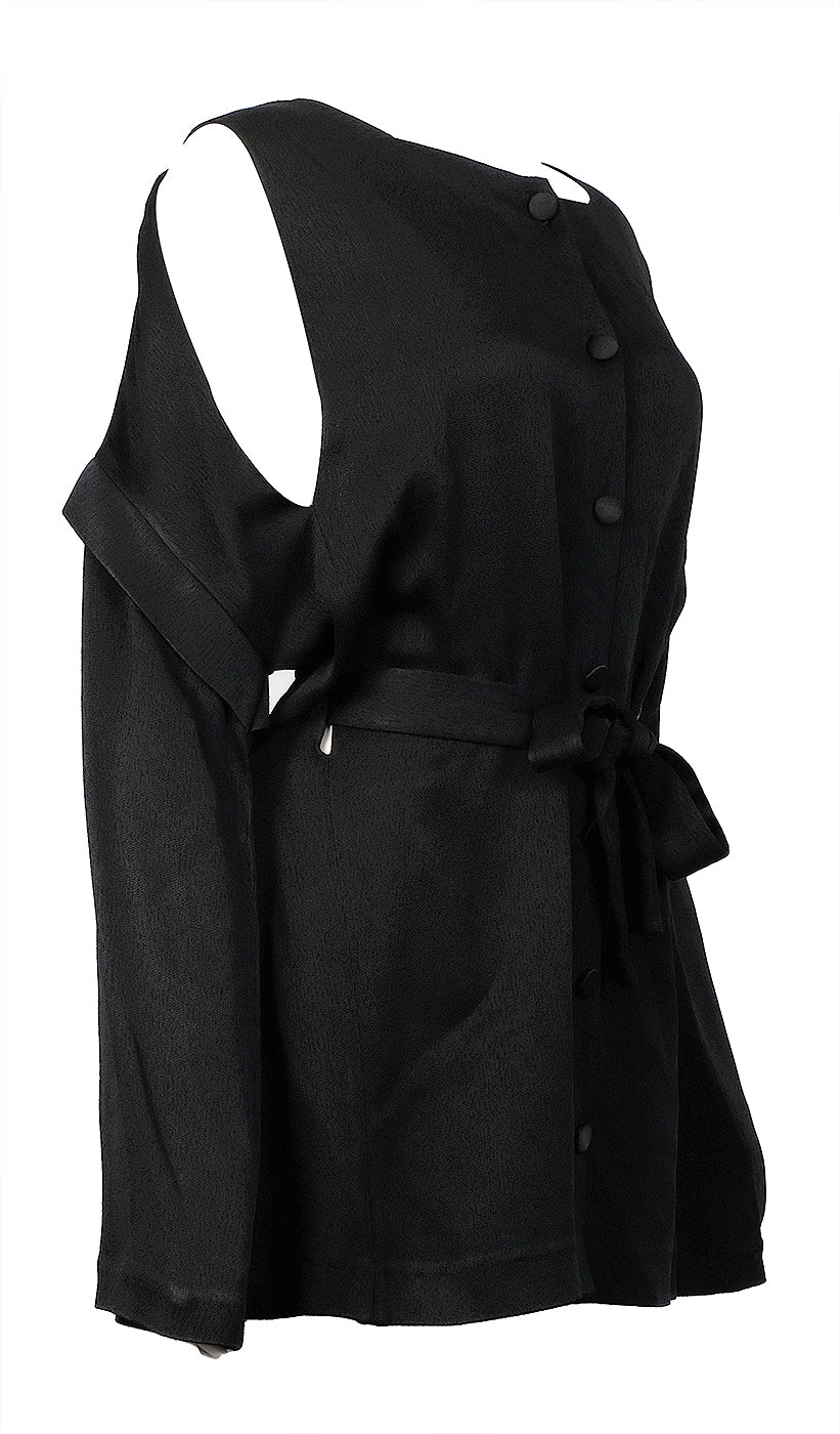 Balenciaga Paris Black Belted  Long Sleeve Shirt