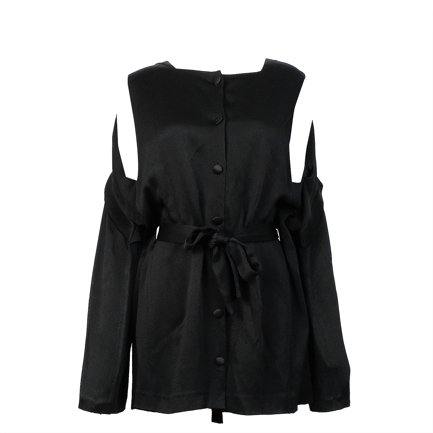 Balenciaga Paris Black Belted  Long Sleeve Shirt