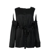 Balenciaga Paris Black Belted  Long Sleeve Shirt