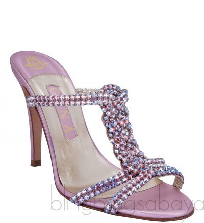 Pink Crystal Embellished Sandals 