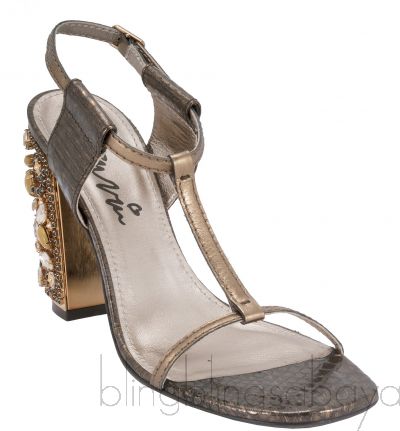 Snake Effect Leather Sandals