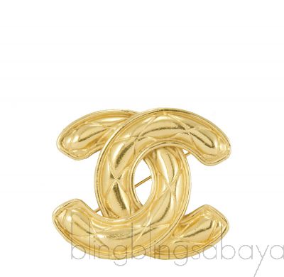 CC Quilted Metallic Pin Brooch 